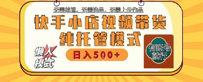 快手小店托管代运营，无需剪辑，无需选品，无需上传作品，全程无需操作，轻松月入5k+【揭秘】-泱泱学习社