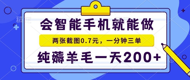 2025年零撸手机项目，二十秒一单，纯薅羊毛，一天200+做就有【揭秘】-泱泱学习社