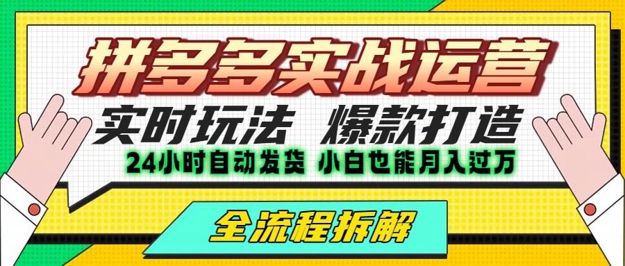 拼多多最新实战运营高投产：长久稳定项目，单店利润一天三位数-泱泱学习社