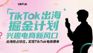 TikTok出海掘金计划，兴趣电商新风口，出海抢占坑位，实现TikTok电商爆单-泱泱学习社
