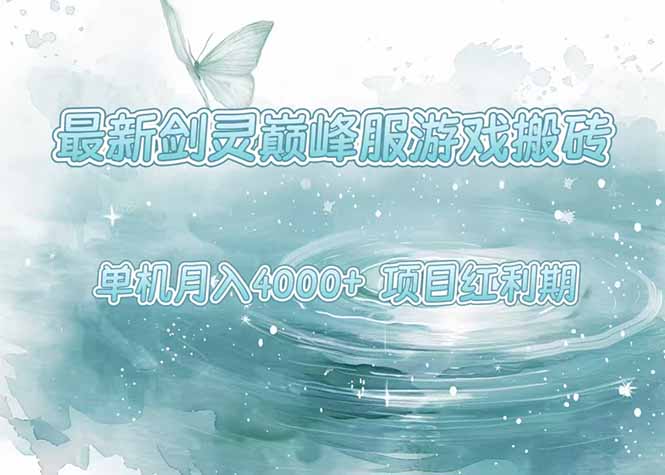 最新剑灵巅峰服游戏搬砖，项目红利期，单机稳定4000+操作简单好上手-泱泱学习社
