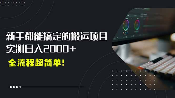 平台主动扶持的新风口，0基础轻松起号，搬运剪辑日入2000+！-泱泱学习社