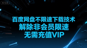 百度网盘不限速下载技术，解除非会员限速，无需充值VIP-泱泱学习社