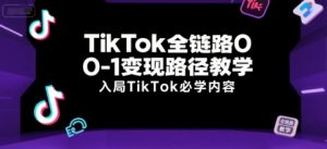 TikTok全链路0-1变现路径教学，入局TikTok必学内容-泱泱学习社