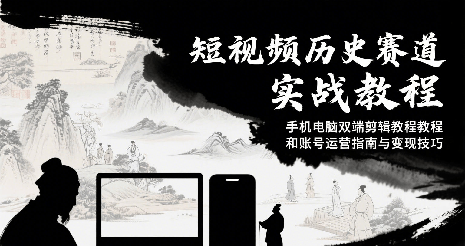 短视频历史赛道实战教程，手机电脑双端剪辑教程和账号运营指南与变现技巧-泱泱学习社