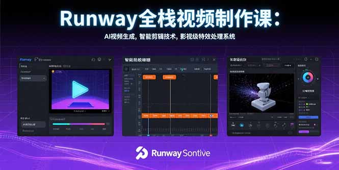 Runway全栈视频制作课：AI视频生成，智能剪辑技术，影视级特效处理系统-泱泱学习社