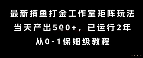 最新捕鱼打金工作室矩阵玩法，当天产出5张+，已运行2年，从0-1保姆级教程【揭秘】-泱泱学习社