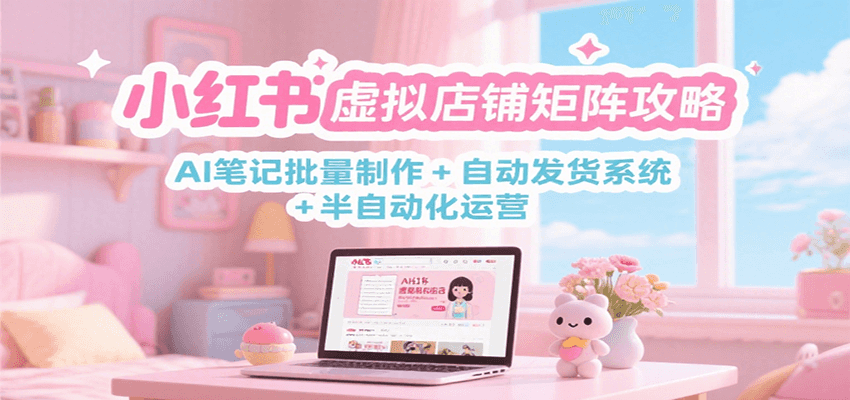 小红书虚拟店铺矩阵攻略：AI笔记批量制作 + 自动发货系统 + 半自动化运营-泱泱学习社
