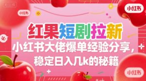 红果短剧拉新小红书大佬爆单经验分享，稳定日入几k的秘籍-泱泱学习社