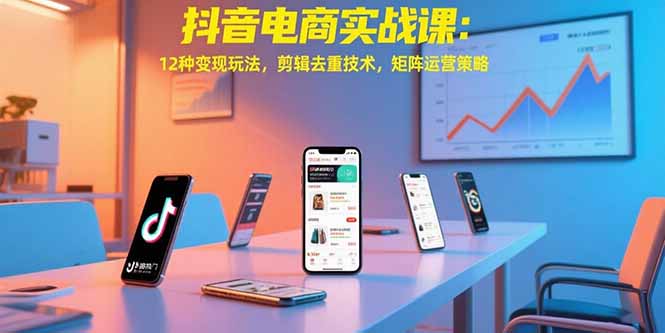 抖音电商实战课：12种变现玩法，剪辑去重技术，矩阵运营策略-泱泱学习社