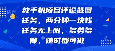 纯手机项目评论截图任务，两分钟一块钱 任务无上限多劳多得，随时随地都能做【揭秘】-泱泱学习社