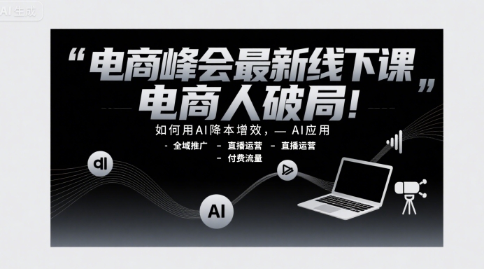 电商峰会最新线下课，电商人破局，如何用AI降本增效，AI应用-全域推广-直播运营-付费流量-泱泱学习社