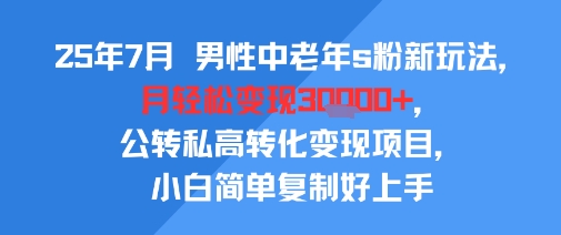 25年7月男性中老年s粉新玩法，月轻松变现3W+，公转私高转化变现项目，小白简单复制好上手-泱泱学习社