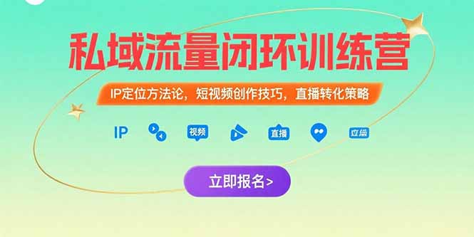 私域流量闭环训练营：IP定位方法论，短视频创作技巧，直播转化策略-泱泱学习社