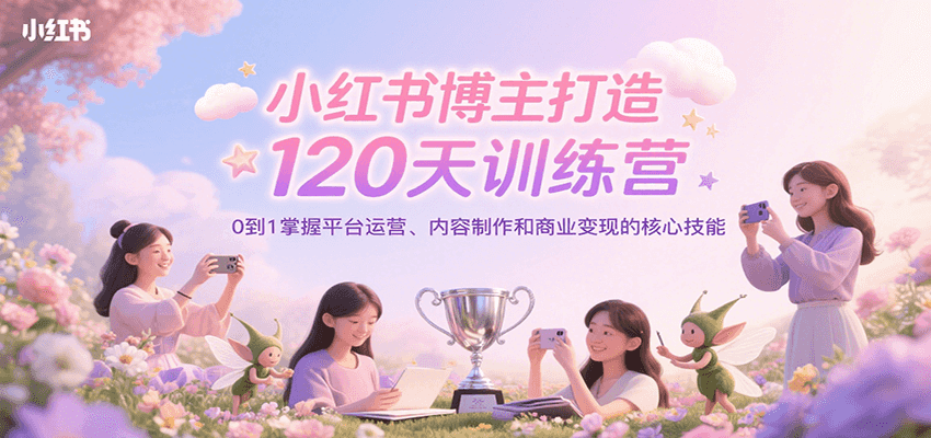 小红书博主打造120天训练营，0到1掌握平台运营、内容制作和商业变现-泱泱学习社