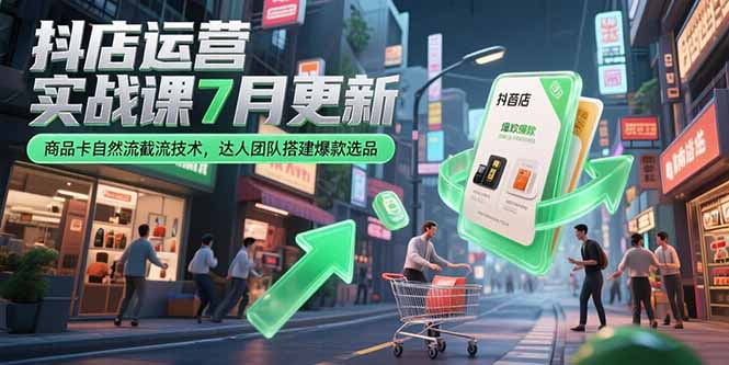 抖店运营实战课7月更新，商品卡自然流截流技术，达人团队搭建爆款选品-泱泱学习社