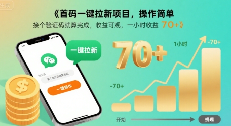 首码一键拉新项目，操作简单，接个验证码就算完成，收益可观， 一小时收益70+【揭秘】-泱泱学习社