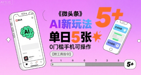 微头条AI新玩法，小白单日5张+，0门槛手机可操作【附工具指令】-泱泱学习社