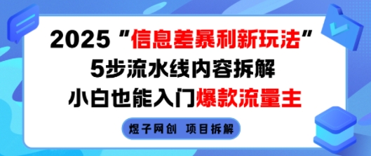 2025信息差暴利新玩法，5步流水线内容拆解，小白也能入门爆款流量主-泱泱学习社