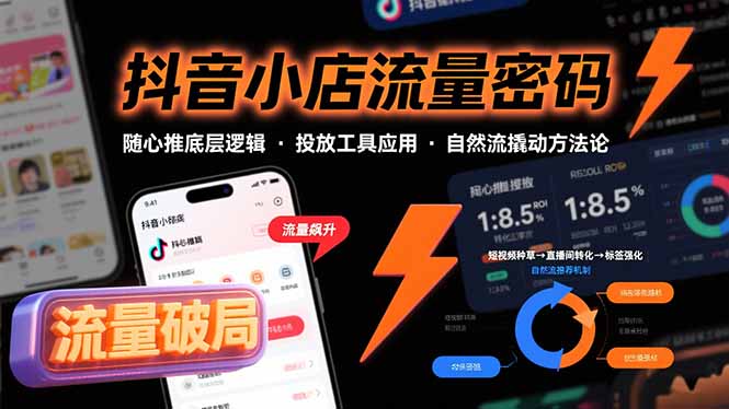 抖音小店流量密码，随心推底层逻辑，投放工具应用，自然流撬动核心方法论-泱泱学习社