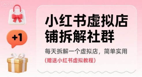 小红书虚拟店铺拆解社群，每天拆解一个虚拟店，简单实用(赠送小红书虚拟教程)-泱泱学习社