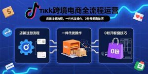 TikTok跨境电商全流程运营：店铺注册流程，一件代发操作，0粉开橱窗技巧-泱泱学习社