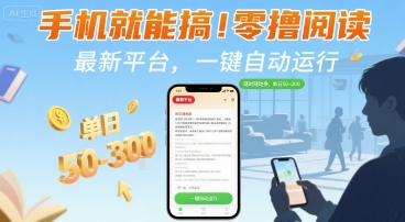 手机就能搞！零撸阅读挂G，最新平台，一键自动运行，随时随地挣，单日50-3张+【揭秘】-泱泱学习社