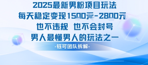 2025最新男粉项目玩法每天变现1k+也不违规也不会封号男人最懂男人的玩法-泱泱学习社