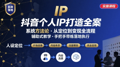 抖音个人IP系统落地实操大课，实操课程，辅助落地-泱泱学习社