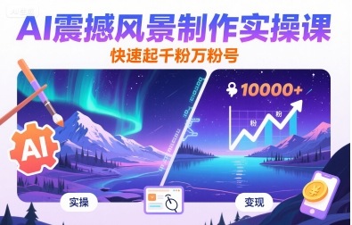 AI震撼风景制作实操课，快速起千粉万粉号-泱泱学习社