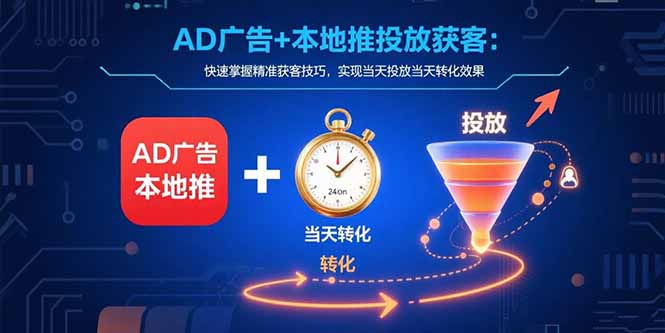 AD广告+本地推投放获客：快速掌握精准获客技巧，实现当天投放当天转化效果-泱泱学习社