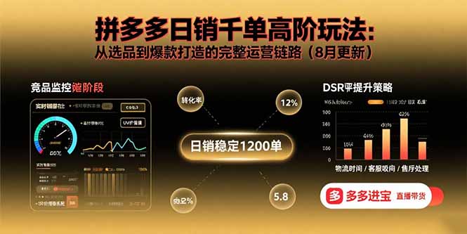 拼多多日销千单高阶玩法：从选品到爆款打造的完整运营链路(8月更新-泱泱学习社