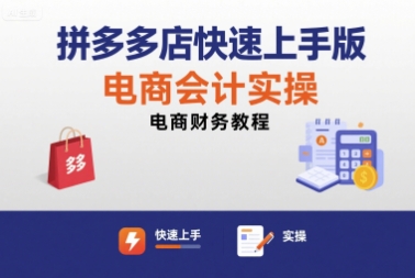 拼多多店快速上手版电商会计实操-电商财务教程-泱泱学习社