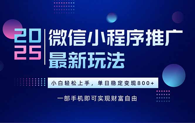 25年下半年微信小程序推广最新玩法，轻松日入800+-泱泱学习社