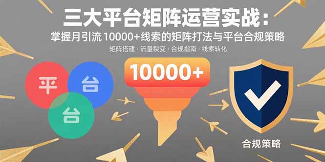三大平台矩阵运营实战：掌握月引流10000+线索的矩阵打法与平台合规策略-泱泱学习社