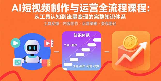 AI短视频制作与运营全流程课程：从工具认知到流量变现的完整知识体系-泱泱学习社