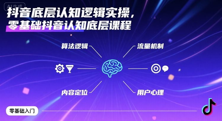 抖音底层认知逻辑实操，零基础抖音认知底层课程-泱泱学习社