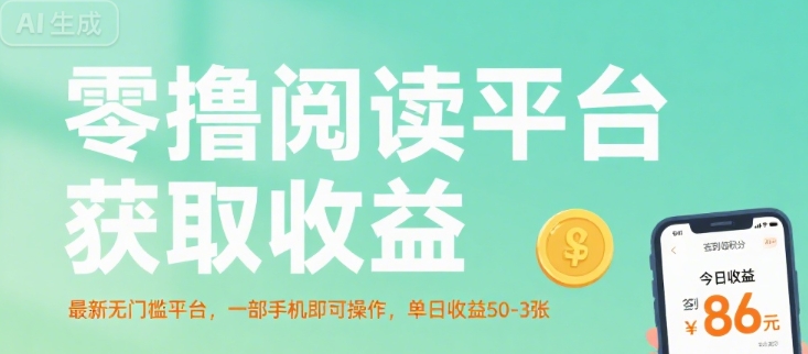 零撸阅读平台获取收益，最新无门槛平台，一部手机即可操作，单日收益50-3张【揭秘】-泱泱学习社