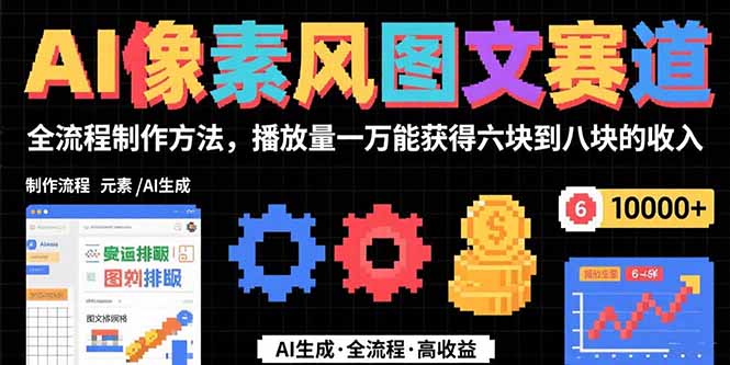 AI像素风图文赛道：全流程制作方法，播放量一万能获得6块到8块的收入-泱泱学习社
