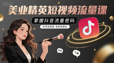 美业精英短视频流量课，掌握抖音流量密码，天天有询单，条条有转化-泱泱学习社