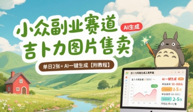 小众副业赛道 吉卜力图片售卖 单日2张+ AI一键生成【附教程】-泱泱学习社