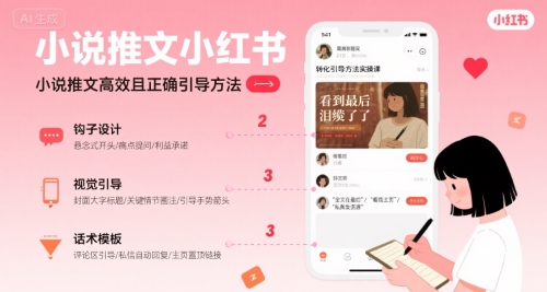 小说推文小红书高转化引导方法实操课，小说推文高效且正确引导方法-泱泱学习社