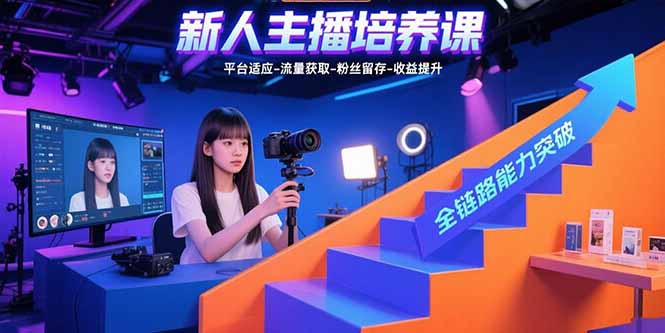 新人主播培养课：平台适应-流量获取-粉丝留存-收益提升 全链路能力突破-泱泱学习社