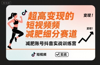 超高变现的短视频减肥细分赛道，减肥账号抖音实战训练营-泱泱学习社