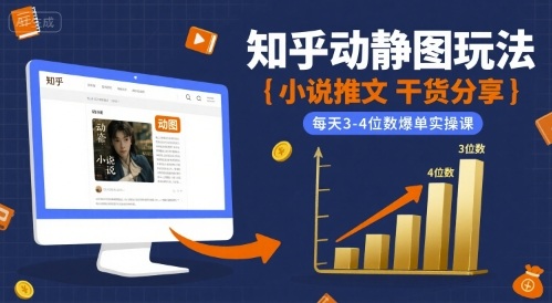小说推文干货分享之知乎动静图玩法，每天3-4位数爆单实操课-泱泱学习社