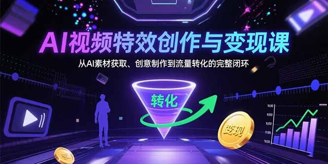 AI视频特效创作与变现课：从AI素材获取、创意制作到流量转化的完整闭环-泱泱学习社