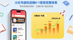 小红书虚拟店铺0-1变现完整体系：卖学科类虚拟资料，一天6张+，很稳定【已完结】-泱泱学习社