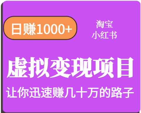 淘宝OR小红书虚拟变现，日赚1000+，多账号操作年收入几十W不等-泱泱学习社