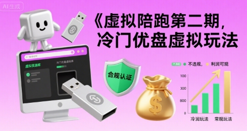 虚拟陪跑第二期，冷门优盘虚拟玩法，不违规，利润可观-泱泱学习社