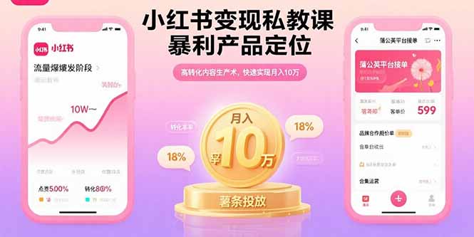小红书变现私教课，暴利产品定位，高转化内容生产术，快速实现月入10万-泱泱学习社